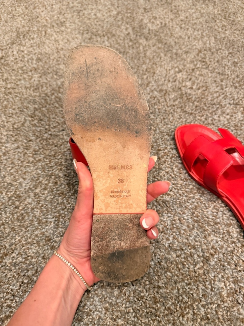 Hermes Oran RED sandals 38 - Picture 6 of 10